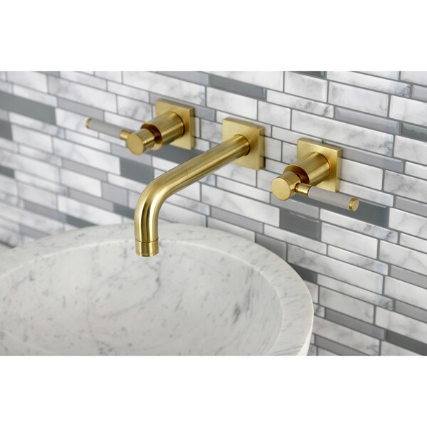 KS6127CKL Two-Handle Wall Mount Bathroom Faucet, Brushed Brass